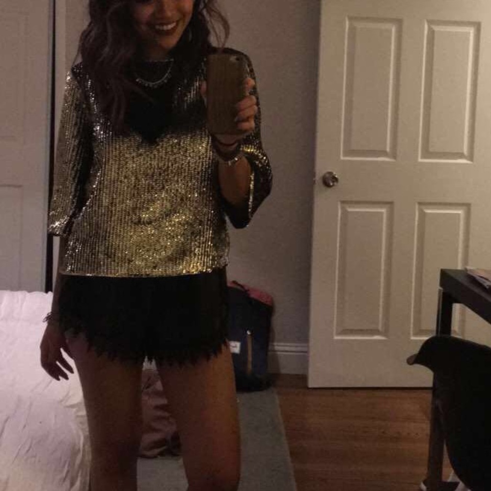TOPSHOP gold sequin top